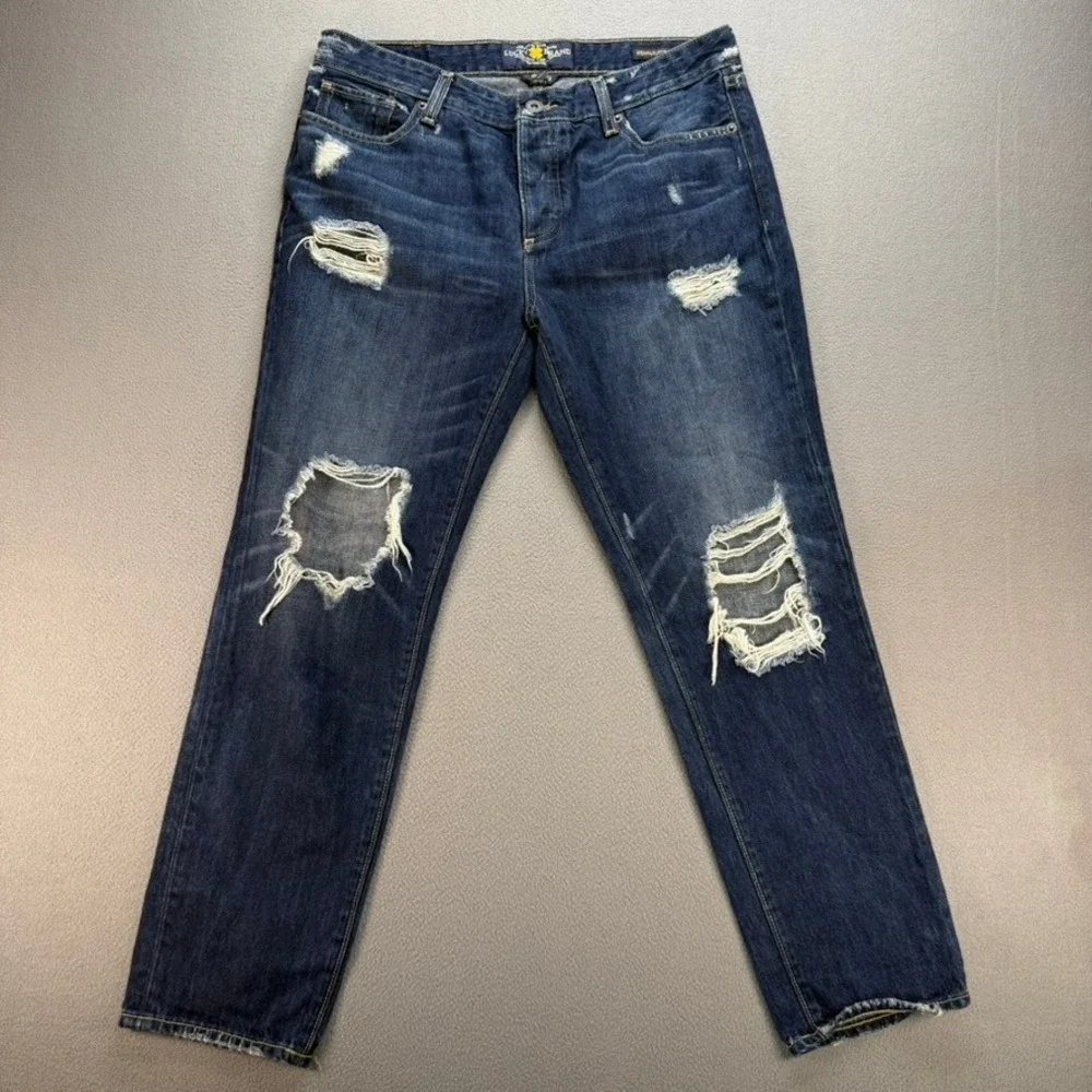 Lucky Brand Jeans‎ Women 6/28 Blue Sienna Boyfriend Distressed Seagraves Denim